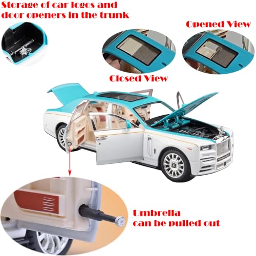 Auto de juguete Rolls-Royce 1:24 Azul Phantom con sonido y luz miniatura 4