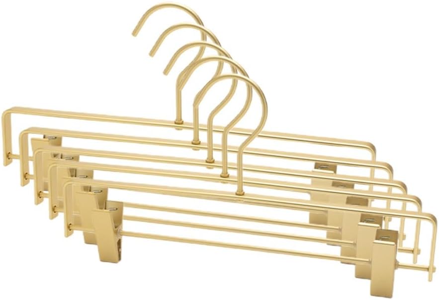 JSEIAJB 5pcs Trouser Hangers Anti-Slip Clothes Hanger Matte Aluminum Alloy Traceless Dress Pants Hanger Wardrobe Storage Rack(30.5x14.5cm)