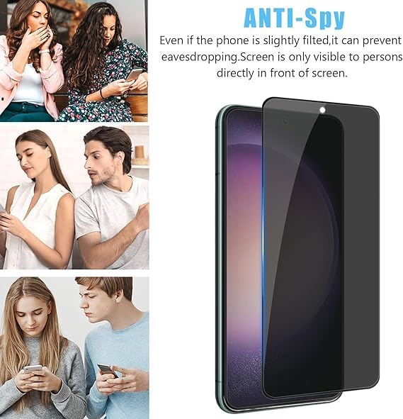 Image of Privacy Tempered Glass Screen Protector Compatible For Samsung Galaxy S25 Cellphone (Black) Edge-To-Edge Protector Coverage With Easy Installation Kit