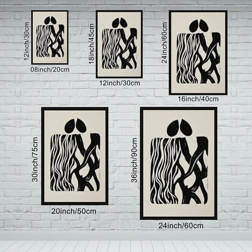 Poster silhouette de couple pour décoration de chambre à coucher