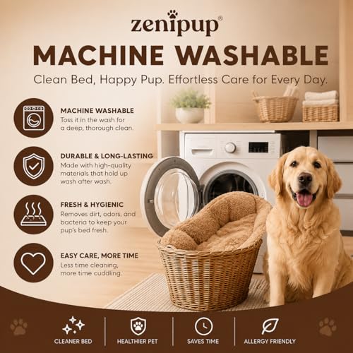 Image of Premium Fur Dog Bed for Small, Medium & Large Dogs | Orthopedic Washable Pet Bed with Fiber Filling, Anti-Slip Bottom & Calming Support | Luxury Mattress for Labrador,German Shepherd,Husky (L)