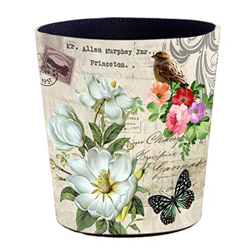 Lingxuinfo Small Trash Can Wastebasket, PU Leather Decorative Trash Can Garbage Can Waste Basket for Kitchen, Bathroom, Bedroom, Office