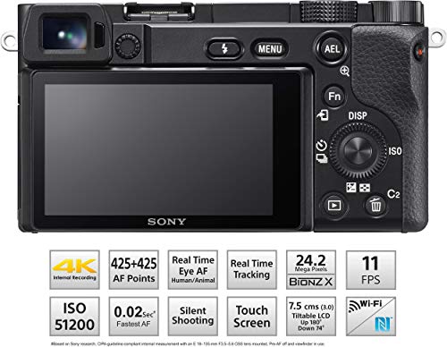 Sony Alpha ILCE 6100 24.2 MP Mirrorless Digital SLR Camera Body only | APS-C Sensor | Fast Auto Focus, Real-time Eye AF, Real-time Tracking | 4K Vlogging Camera - Black view 2