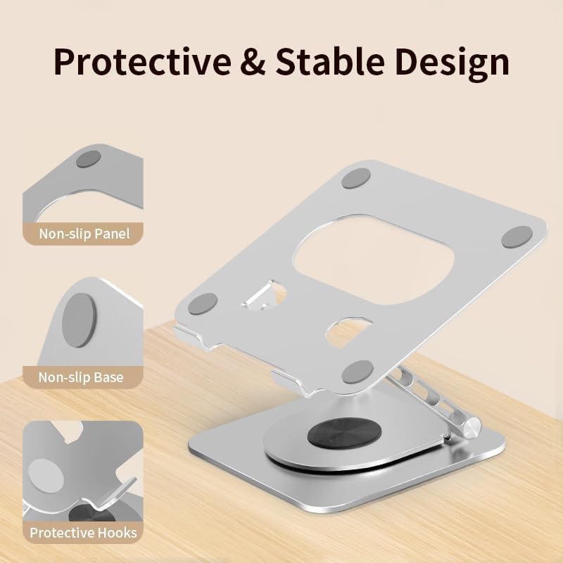 Laptop Stand Advanced 360° Rotating Aluminum Adjustable – Ergonomic Laptop Table Stand Holder Compatible with 10 to 17.3 Inches