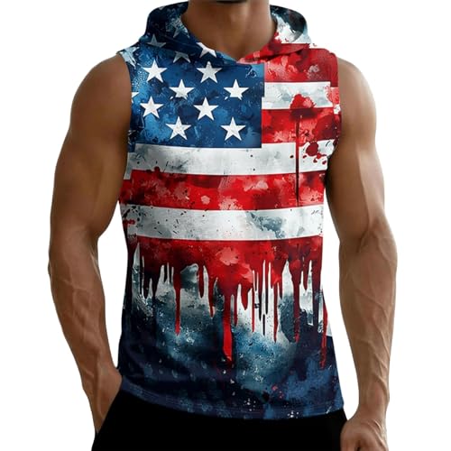 Pull à capuche léger au design unique sweat sans manches patriotique