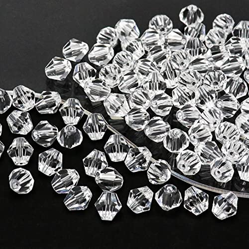Dowarm 100PCS Crystal Bicone Beads 8mm, Bulk Small Faceted Bicone Glass Beads for Jewelry Making, Craft, Bracelet, Necklace, Suncatcher