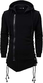 JEsilunmaMY Men's Lace Up Sweatshirt Criss Cross Side Zipper