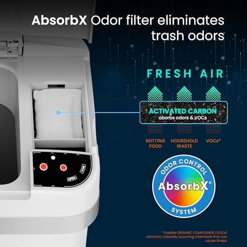 Image of iTouchless 4 Gallon /15 Liter Sensor Trash Can with Odor Filter and Fragrance Touchless Automatic Stainless Steel Waste Bin, Perfect for Office and Bathroom, Pearl White