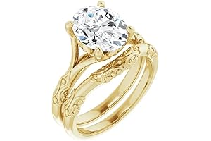 1 CT Engagement Rings for Women: 10K/14K/18K Solid Gold Oval Solitaire Moissanite Ring Set