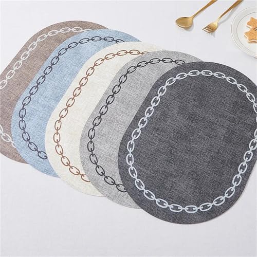 Sets de table antidérapants ovales Chain O bleu | Protection table 4pc - 7