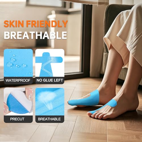 Image of Precut Kinesiology Tape for Bunion, 40 Pcs, Bunion Corrector, Big Toe Support and Pain Relief, Breathable Hypoallergenic Latex-Free Tape (Blue)