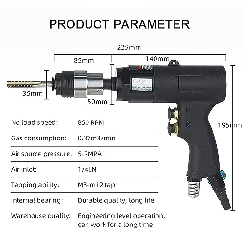 Taraudeuse pneumatique M3-M12 avec vitesse réglable et mandrin autobloquant - 6