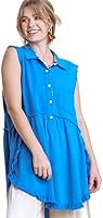 Vista 1 de umgee USA - Blusa tipo túnica sin mangas con dobladillo deshilachado y dobladillo deshilachado para mujer