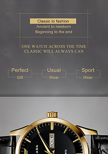 Brigada Men's Watches Classic Classic Gold Black Dress Watches For Men With Date Calendar, Business Casual Quartz Men's Wrist Watch Waterproof #TOP5