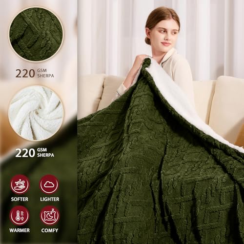 JKMAX Heated Electric Blanket King Size-100"x90" Heating Blanket with 10 Heating Levels & 5 Time Settings Over-Heat Protection,Winter Warmer for Adults with ETL Certification(Green)