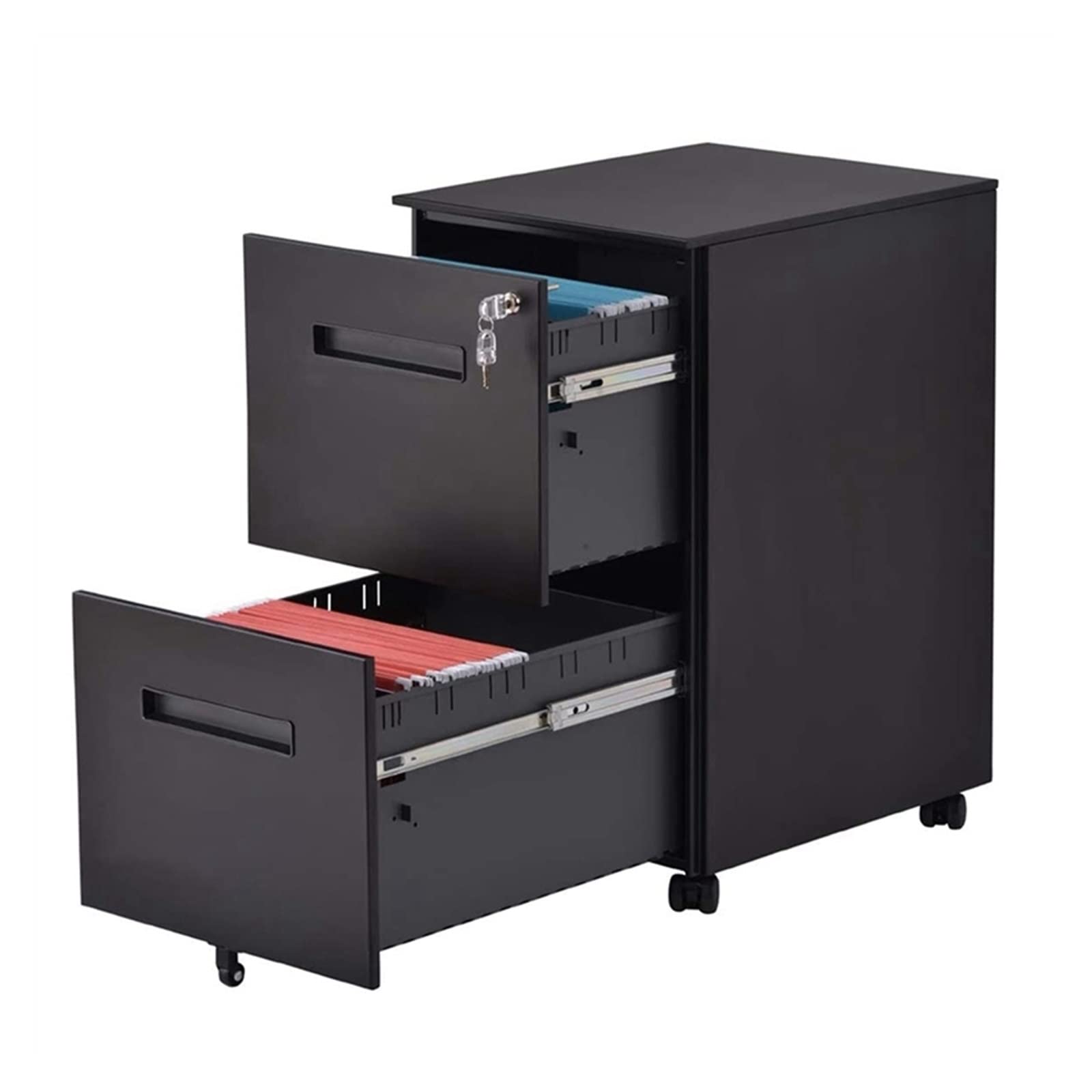 YNIYUJKL Filing Cabinet 2 Drawers Wood Black File Cabinet Storage Filing Cabinet Movable File Cabinet Under Desk Fully For Home Office Furniture File Storage Cabinets