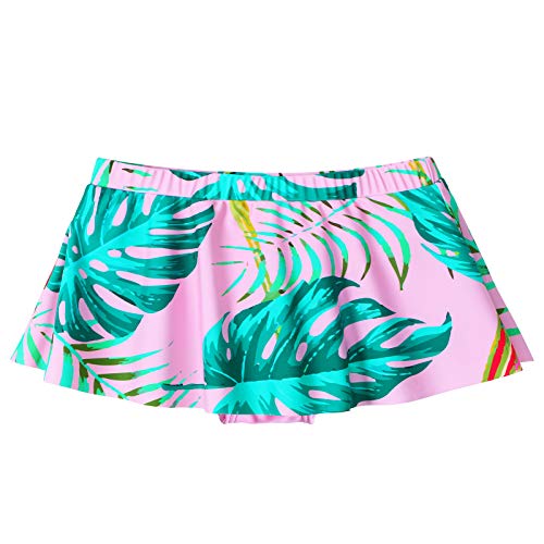 Image of BAOHULU Girls Two Piece Swimsuits Rash Guard Ruffle Bikini Skirt Short Sleeves Beach Dress Swimwear UPF 50+ 3-12Y