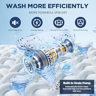 YASHE 17.6Lbs Portable Washing Machine, Full-Automatic Portable Compact Washer with Drain Pump, 10 Programs 8 Water Levels, Compact Washers with LED Display for Apartment Home RV Dorm