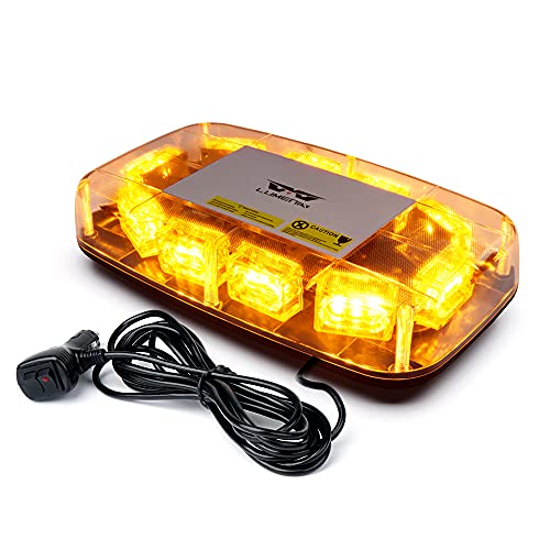 Lumenix 12" LED Roof Top Mini Strobe Light, Ultra-High Brightness LED Emergency Strobe Light Bar with Magnetic Base for Construction Vehicles, Trucks, Cars, Snow Plow (Amber)