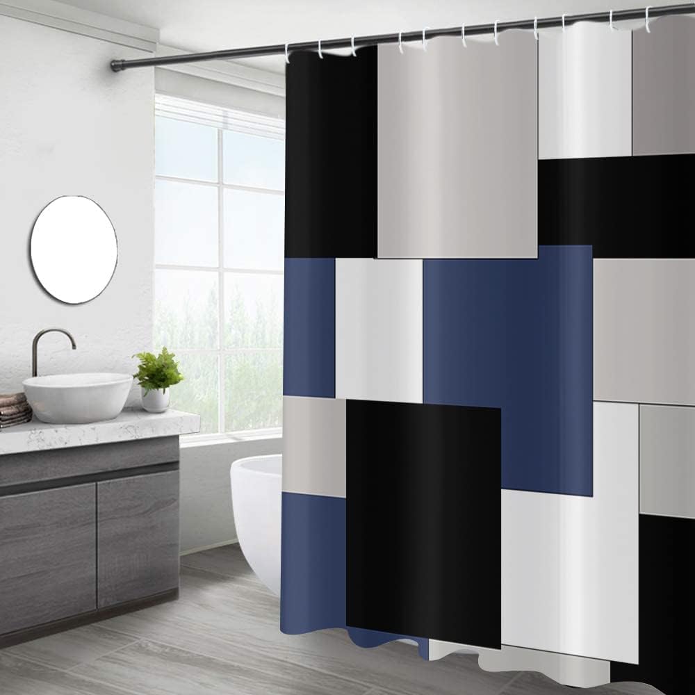 Rideau de douche imperméable lavable 165x180cm avec crochets inclus