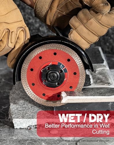 EZARC 115mm Diamond Cutting Discs, Super Thin Fast Diamond Saw Accessory for Angle Grinder, 115mm Cutting Wheel for Porcelain, Granite, Marble, Tiles and Ceramics (2-Pack)