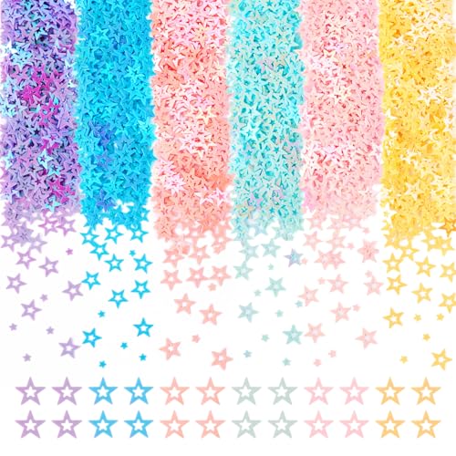 Sparkeads Star Table Confetti Tiny Twinkle Stars 6x6 mm Colorful Glitter Sequins for Cosmetic Nail Art Wedding Graduation Birthday Party Festival Decorations 120 G