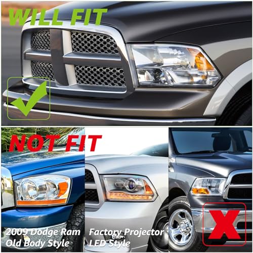 2009-2018 Ram 1500 2500 3500 Black Housing Headlights Replacement - Image 4