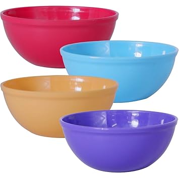WONDER Prime Sigma 1500 Microwave Safe Multipurpose Plastic Bowl Set, 4 pc Mixing Bowl 1300 ml, Red Blue Yellow Violet Color