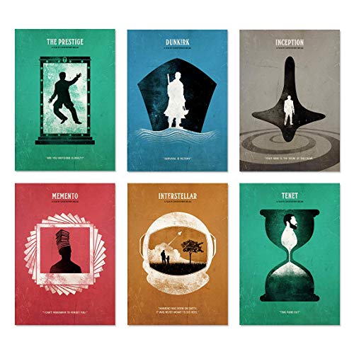Dunkirk, Tenet, Inception, The Prestige, Memento, Interstellar Christopher Nolan Minimalist Movie Poster Set, Christopher Nolan Art Print, Office Decor, Home Decor, Wall Hanging