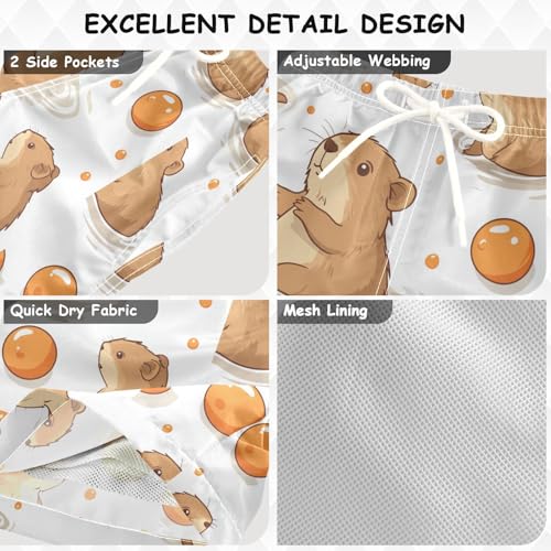 Pigsaly Boys' Swim Board Shorts Cute Capybara Balls Boy's Swim Trunks Kids Swimwear S Multicolor3