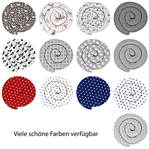 ekm trade XXXL 400 cm Bettschlange für Allergiker Bettkissen Stillkissen Bettrolle Zierkissen Bettumrandung Schlange Handmade 100% Baumwolle (25 – Weiß – Eulen und Kaninchen, 400 cm)