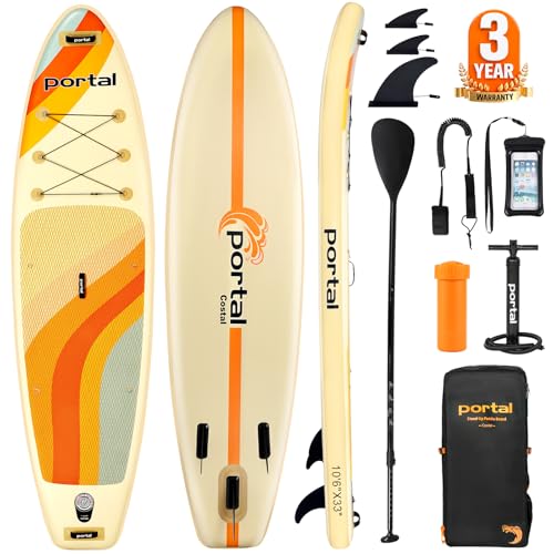 PORTAL SUP Inflatable Paddle Board for Adults, 10'6'' Stand Up Paddleboards, Non-Slip Deck Blow up...