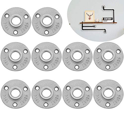 PERFETSELL 10 Pcs Brida Roscada 1/2' Montaje de Tubería BSP Bridas de Suelo Soportes para Tuberia Industrial Brida con Rosca 65mm con 3 Orificios para Decoración del Estilo Industrial y Bricolaje