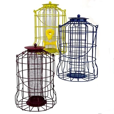 Easipet Wild Bird Feeder 3pcs Seed Nut Fat Ball Metal Hanging Squirrel Proof Guard