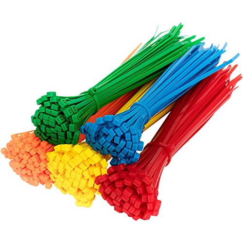 YUTOU 500 Stück Farbige Kabelbinder Set 100mm x 2.5mm Kabelbinder Bunt Hohe Qualität Starke Nylon Zip Kabelbinder Verstellbare UV Beständig Hitzebeständig Cable Ties Set, Rot Gelb Blau Grün Orange
