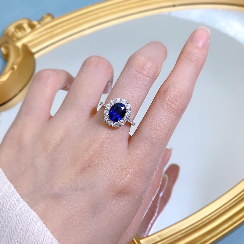 Chic S925 Sterling Silver Sapphire Wedding Ring with Dazzling Moissanites for Women, Ideal for Special Moments4