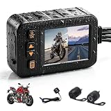 Motorcycle 1080P Dash Cam Front and Rear Dual Lens, IP67 Waterproof HD DVR with HDR,G-Sensor, Motorbike Cam Loop Recording,4 Screen Switching Modes,Wired Remote,150° Wide-Angle,Moto Camera for Riding