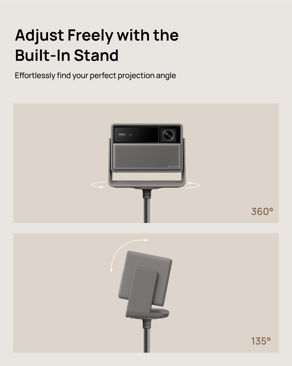 XGIMI Soporte de Pie para Proyector - Gris Elefante, Compatible Solo con XGIMI Horizon Serie 20, Ajuste de Ángulo 360°/135°, Aleación de Aluminio Aeroespacial, Base Sólida 2,5 kg, Diseño Modular