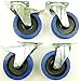 1 Satz 125mm Blue Wheels Lenkrollen mit/ohne Feststellbremse/Bremse Lenk/FS Transportrollen Blau 200kg / Rad - INDUSTRIEQALITÄT (2x Brems + 2x Lenk)