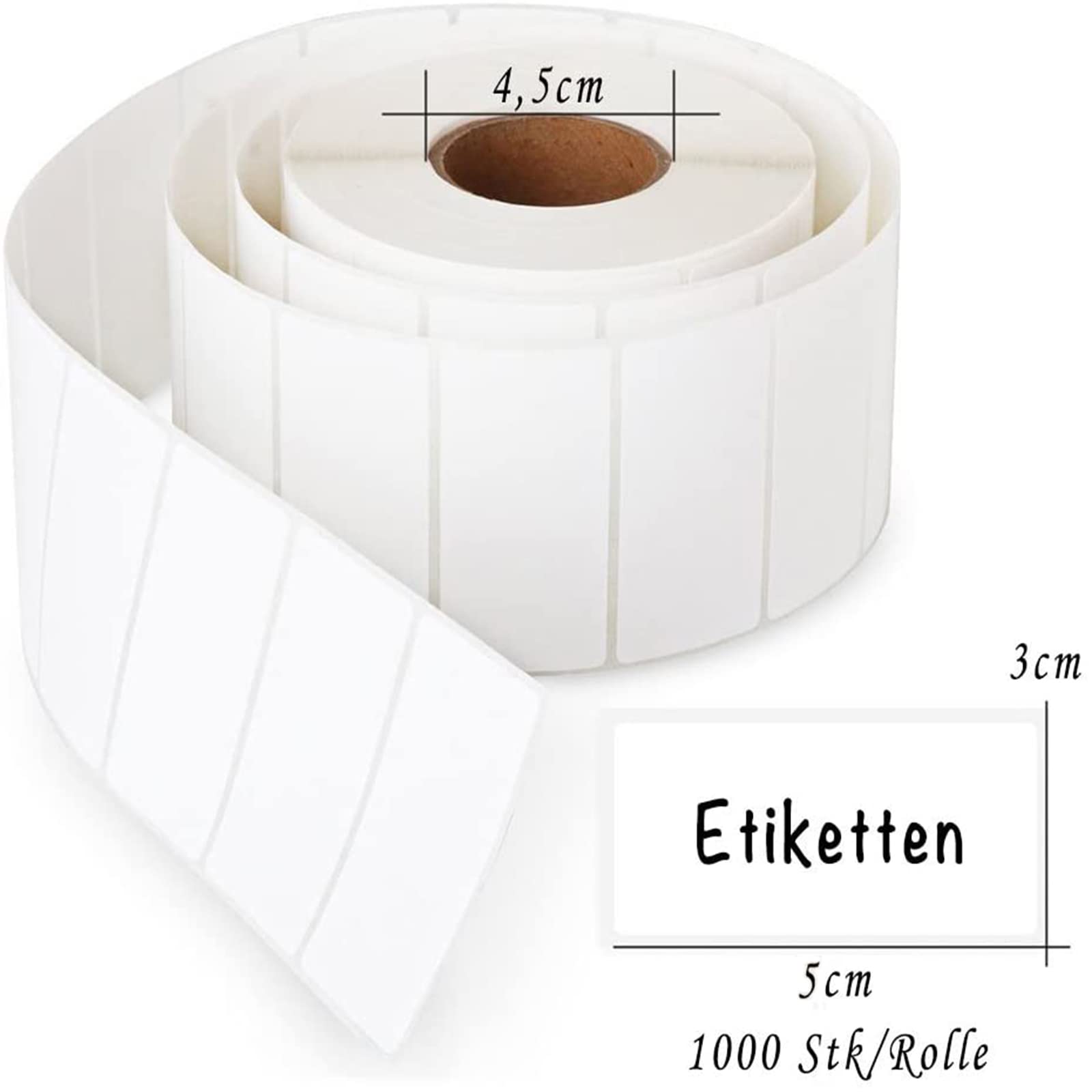 1300 Pezzi Etichette Adesive Bianche, 2x1 (50x25 Mm) Etichette Termiche Adesive Rotolo, Multifunzione, For Congelatore, Codici A Barre, Nome, Corrispondenza, Cancelleria - Foto 3