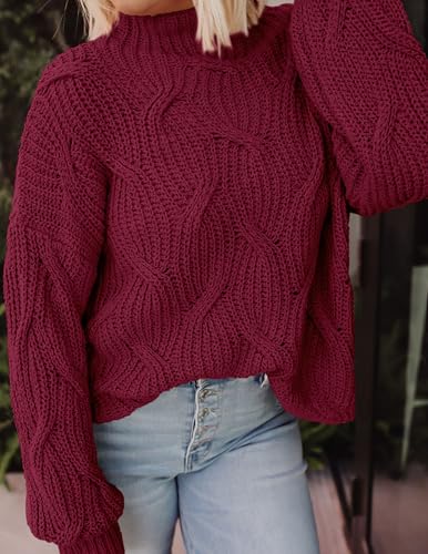 PRETTYGARDEN Women's Fall Oversized Pullover Sweaters Casual Crewneck Long Sleeve Chunky Cable Knit Tops Winter Clothing