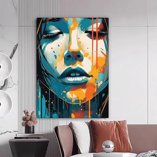Impression sur toile abstraite femme bleue LMYCHENG cadre 60x90cm