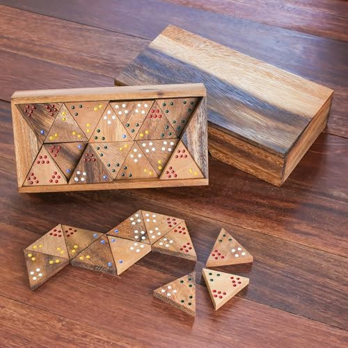 Set triangular de dominó de madera artesanal Triple Threat miniatura 5