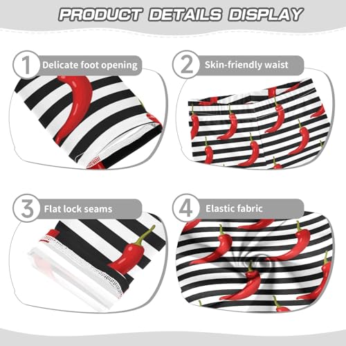 Girls' Leggings Red Pepper Black White Stripe Ankle Length Printed Leggings Comfort Pants for Kids 4-10 Years4
