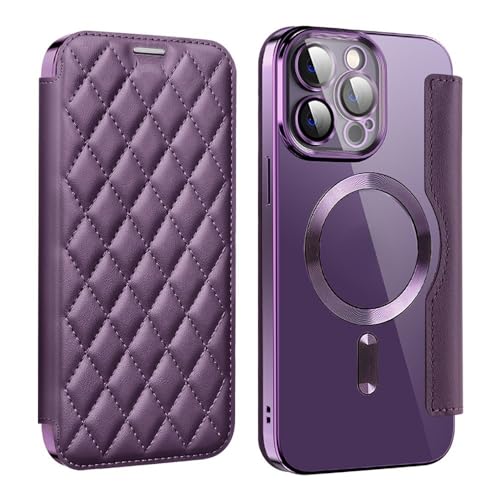 Étui portefeuille magnétique en cuir pour iPhone 17 et 16 pour voyager léger en violet