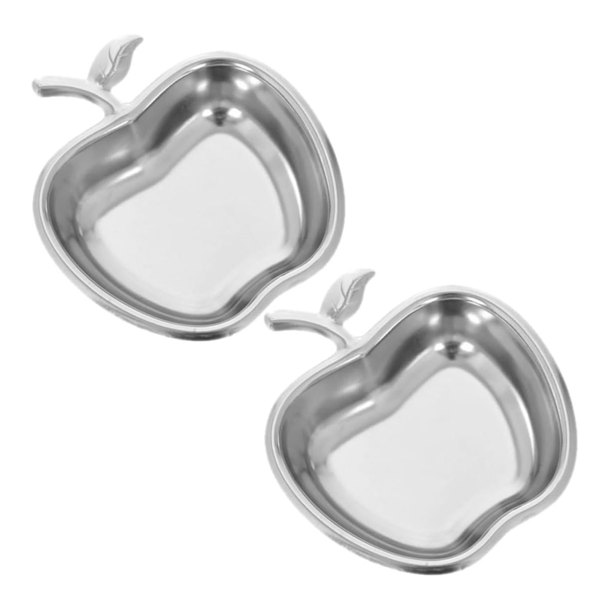 STOBAZA 2pcs Stainless Steel Apple Dipping Dishes Seasoning Plates for Soy Sauce Small Sauce Bowls Mini