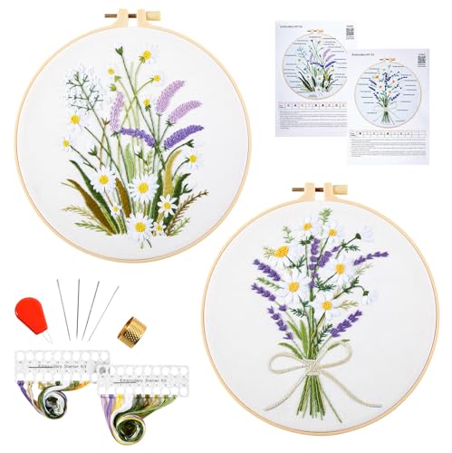 Opiniones de Kits estampados los preferidos por los clientes. 47 Kit de bordado para adultos principiantes, kits de punto de cruz estampado para adultos principiantes, kit de bordado a mano de flores, 2 juegos de suministros de bordado, 2 aros...