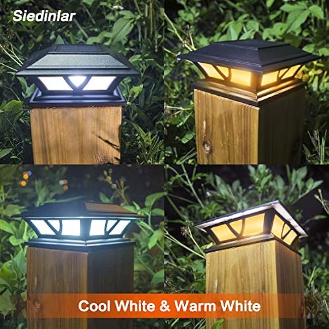 SIEDiNLAR Solar Post Lights Warm White/Cool White Black 2 Pack