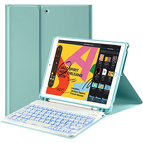 Clavier AZERTY Rétroéclairé Avec Coque Pour IPad 10.2" (2021/2020/2019) - 7 Couleurs, 3 Zones LED - Protection Incluse - 12