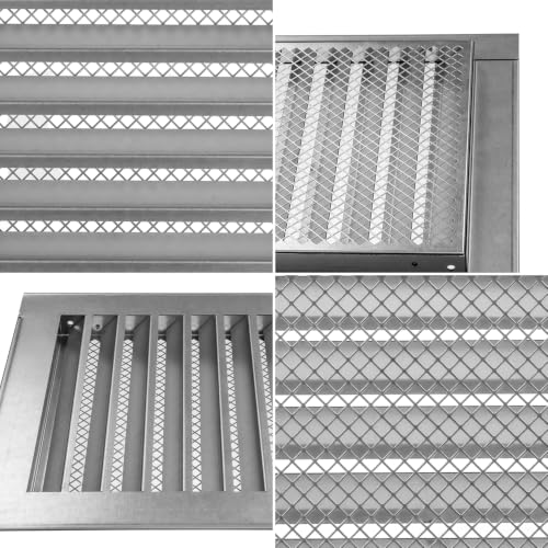 Image of Repa Market 12 x 12 Inch (Vent Opening Size) Heavy-Duty Galvanized Steel Gable Vent - Air Vent Covers with Mesh Screen - Cold Air Intake, Register Vent Cover for HVAC - Outdoor Air Return Grille